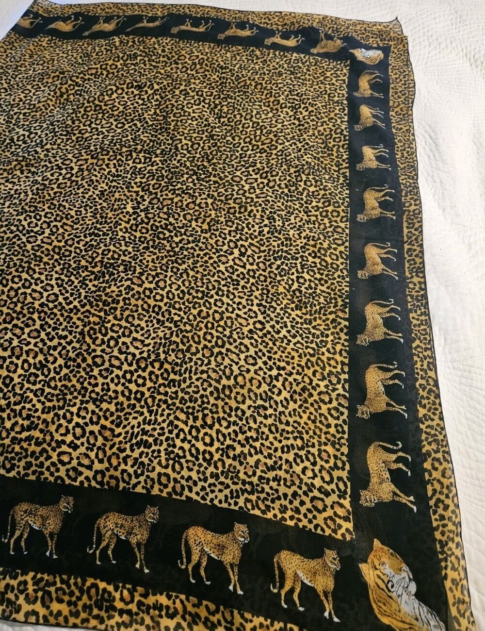 Unbranded Shawl Pashmina Womens Leopard Print, Leopards Around Border 63" X 84"